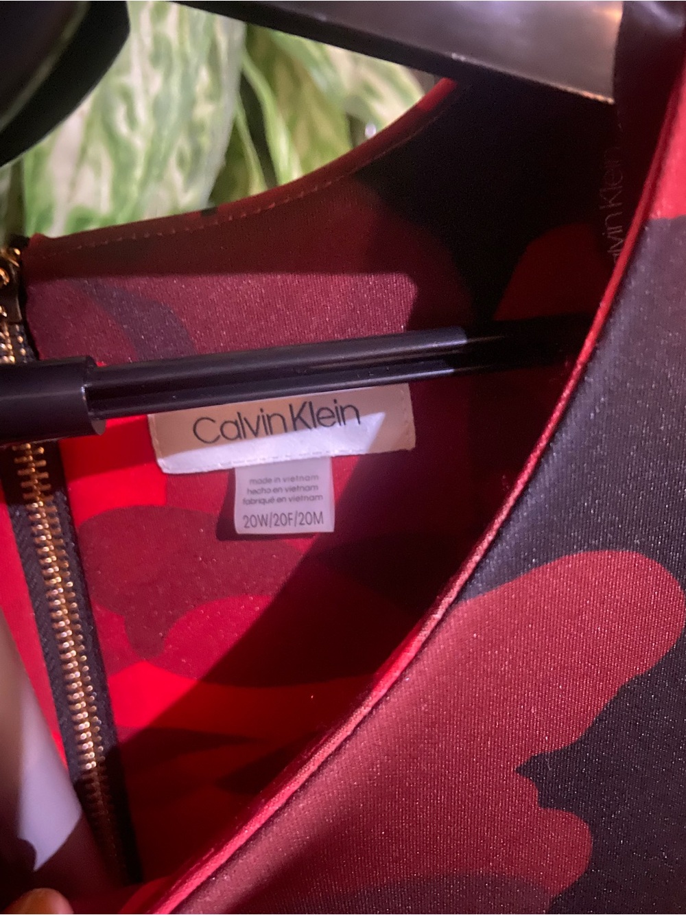 Calvin Klein Red and Black Camouflage Tote